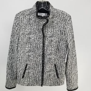 Emerson Rose Contrast Trim Zip Front Coat Jacket